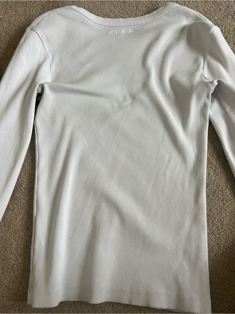 White Ribbed Long Sleeve Top